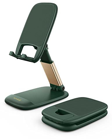 Lamicall Adjustable Phone Stand for Desk - Foldable Phone Holder Cradle Dock for iPhone 16 15 14 Pro Max Plus, 13 12 Pro Max Mini, 11 Pro, Xs, XR, X, 8, 6s, Samsung S23, 4-8 Mobile Phones - Green