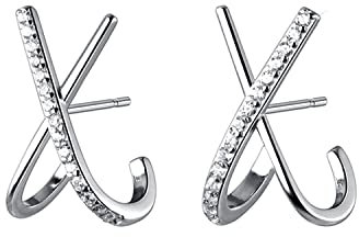 Reffeer Massive 925 Sterling Silber Buchstabe X Manschettenohrringe Piercings für Frauen Ohrringe CZ X Wickel Ohrringe Huggie Ohrstecker (A-Silber)