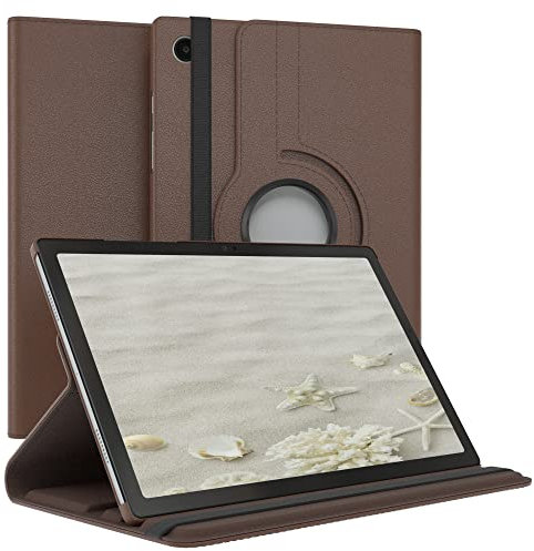 EAZY CASE - Tablet Hülle für Samsung Galaxy Tab A8 10.5 LTE Schutzhülle 10.5 Zoll Smart Cover Tablet Case Rotationcase zum Aufstellen Klapphülle 360° drehbar mit Standfunktion Tasche Kunstleder Braun