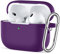 Easuny Hülle für AirPods Pro 2/1 Schutzhülle 2022/2019, Weiches Silikon Stoßfeste Schutzhülle Kompatibel für Apple AirPods Pro 2. Generation Case, mit Karabiner [Front-LED Sichtbar] - Pflaume