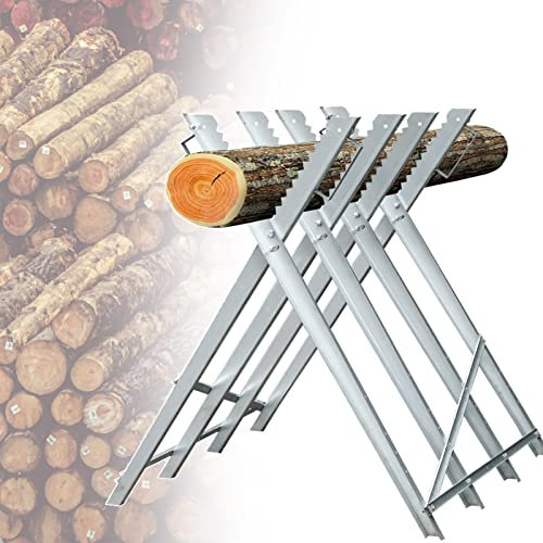 Cecaylie Sägebock für Kettensägen Sägegestell Metall Verzinkt Holzsägebock Klappbar Holzsägearbeiten 150kg Belastbarkeit 81x80x80cm Ständer
