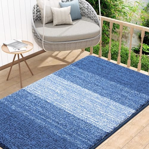 Homaxy Schmutzfangmatte Innen, rutschfeste Fußmatte, Maschinenwaschbare Robust Fussmatte Saugstarke Türmatte für Hund, Eingang, Haustür (80 x 120 cm, Marine Blau)