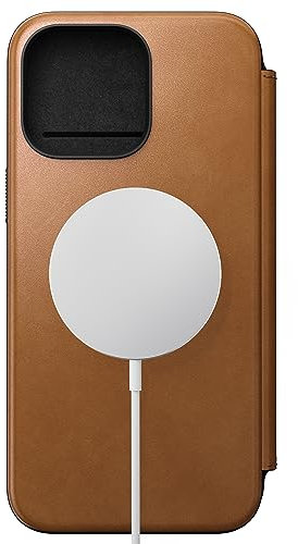 Nomad Moderne Lederhülle für iPhone 15 Pro Max Hülle Kompatibel mit MagSafe & Wireless Charging Leder Wallet Case, 3 Kartenfächer 360° Schutzhülle Bumper - Englisch Tan