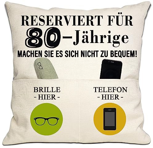Bommex 80. Geburtstag Geschenk Tasche Kissenbezug für 80 Jahre alt Frauen Männer Mama Papa Opa Opa Tante Onkel Frau Ehemann Freunde Nachbarn 80. Geburtstag Kissenbezug(80. Geburtstag)