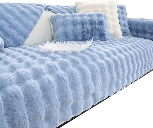 YSZBD Ecksofa Bezug Waschbar Abnehmbar U/l Form Sofahusse 3/4/2/1 Sitzer Mit Armlehne Sofa Überwurfdecke rutschfest Couch Cover Waschbar Sofaschutz,Blue-110x180cm