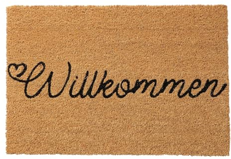 BOLTZE Fußmatte Wilkommen (Farbe Natur/Schwarz, aus PVC und Kokos, LxBxH: 60 x 40 x 1,5 cm, mit Willkommen Textmotiv, Rechteck Form, Fußabtreter, Wohnaccessoire) 2046196