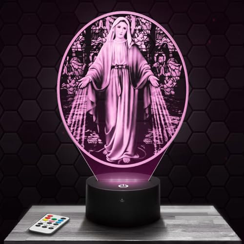 Moderne LED Ambiente Lampe Kirchenfenster Jungfrau Maria Religion, Geschenkidee deko Katholisch Christlich Christus. Lampe deko Büro Wohnzimmer, TOP