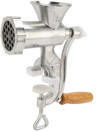 Picadora de Carne Manual Máquina Trituradora de Carne Manual para el Hogar de Aleación de Aluminio con Mango de Madera para Uso Doméstico Salchicha de Molida Uso Doméstico