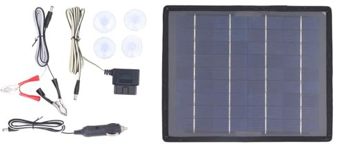 Chargeur de Batterie de Voiture Solaire 12V 18V 10W Kit de Panneaux Solaires Portables avec Prises OBD, Allume-cigare pour Voiture, Moto, Bateau, Motoneige