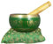 PR INTERNATIONAL Bol chantant tibétain - Instrument de prière avec bâton en bois et coussin - Bol de méditation - Couleur verte
