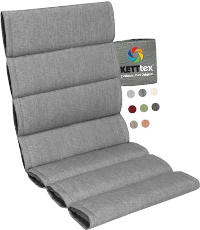 KETTtex EXKLUSIV Comfort Plus Auflage Mittellehner Silbergrau I Gartenstuhl Polster 106x50x5/3cm I KTH1 Sitzauflage weich & robust I Stuhlauflage UV-beständig I Sitzkissen I Dessin 8643