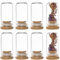 SUNNYCLUE 10 mini Dôme D'Affichage en Verre de 30x60 mm, Mini Bocaux en Verre de 30 ml, Petites Bouteilles en Verre, Couvercle de Cloche avec Base en Bambou, Mini Dôme de Cloche pour le Stockage de Fl