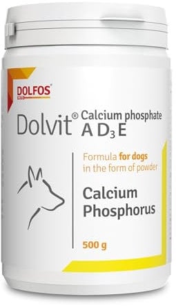 Dolvit Calcium Phosphate A D3 E 500g for Puppy Adult Pregnant Nursing Dogs