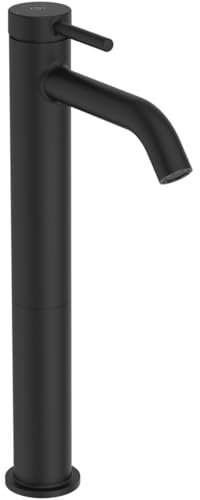 Ideal Standard - Ceraline, Miscelatore monocomando alto, Rubinetto lavabo vessel con cartuccia FirmaFlow, Senza asta di comando e piletta, Sistema BlueStart, Easyfix, Nero seta