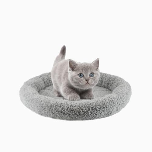 PETLESO Kleines Katzenbett Rundes Haustierbett für Katzen Weiches Katzenkissen für kleine Katzen (Durchmesser:35.0 cm)