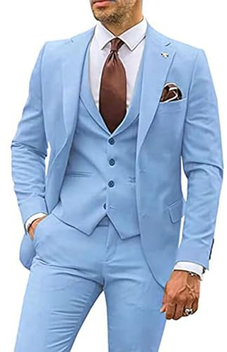 ECDAHICC Herren 3-Stücke Anzug Business EIN Knopf Smoking Anzug für Männer Smoking Klassische Blazer Weste Hosen Set(LB,XL)