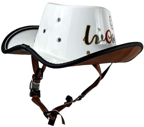 Motorradhelm Herren Mopedhelm ECE-Zertifizierung Cowboyhut Motorrad Halbhelm Western Cowboyhelm für Herren Erwachsene M,L,XL