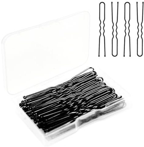 Cooetr Epingle à cheveux, 50 Pièces U épingles à Cheveux, 6cm Pince Cheveux, Métal Forme de U Pince Chignon pour Femmes Filles et Salon de Coiffure (Noir)