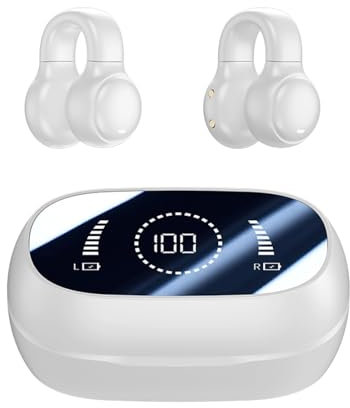 Clip On Sports Earphones Open Ear Earbuds for Small Ears Gym Running Air Bone Conduction Workout Headphones Wireless Bluetooth TWS Wireless Earbuds for Runners Cycling Fitness PC