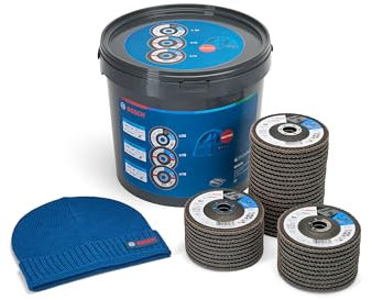 Bosch 40x Fächerschleifscheibe X551 Expert for Metal + Beanie Set (für Metall, Stahl, Gusseisen, Ø 125 mm, Körnung 40/60/80, M14, Professional Zubehör Winkelschleifer)