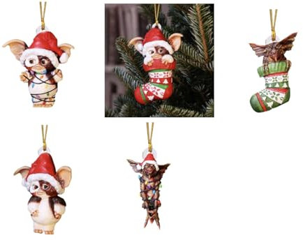 Weihnachtsschmuck aus dem Film Gremlins mit verschiedenen Figuren, 2D-Platten, mit Zugband