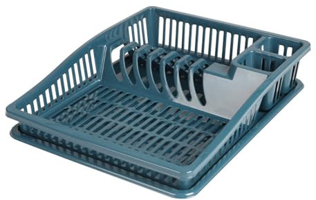 Urban Living Sonoma Geschirrkorb mit Tablett, 38,5 x 31 x 8 cm, Zitadel, Blau