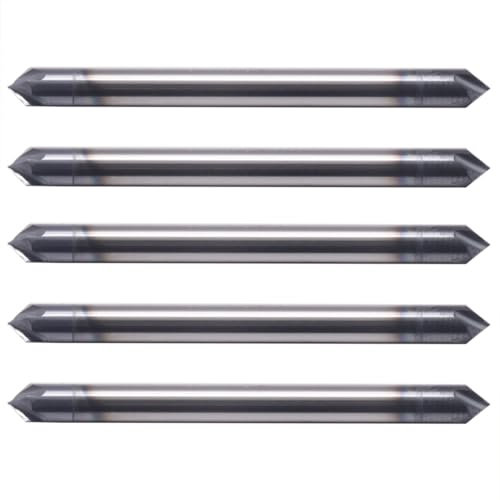 BestParts High Performance 5Pcs Solid Carbide End Mill, Chamfer Mill - Double End - AlTiN Coated, 4 Flute, 90° Chamfer Angle, 1/8 Cutting Diameter, 1/8 Shank Diameter, 1-1/2 Overall Length