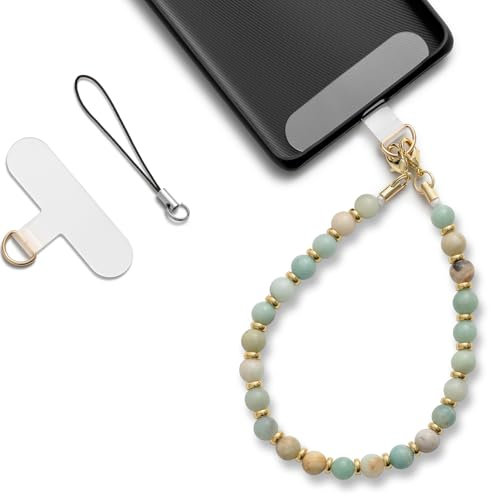 MORSUNBELA Cordon para Movil Cuerda para Movil Colgante Universal para Teléfono, Cadena para Móvil, Compatible Mayoría de los Funda - Amazonita