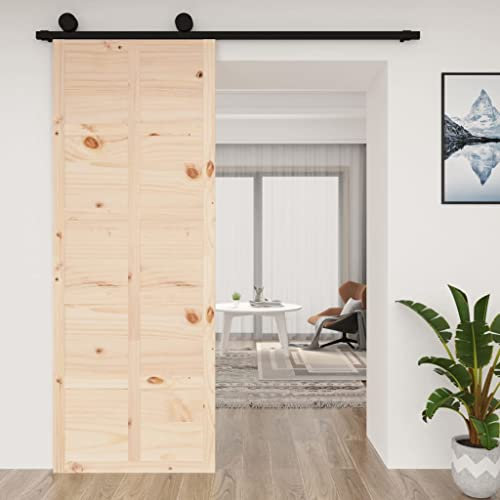 AUVYI Schiebetüren für Lagerhallen Braun 80x1,8x214 cm Massives Kiefernholz Schiebetüren Innentüren Slide Door Küchentür Wood Door Interior Door Scheunentor Holztüren Zimmertür Wohnzimmertuer