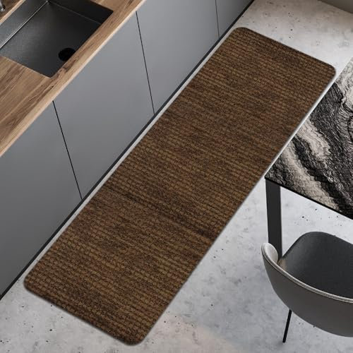 Comart - Küchenteppich Nancy – rutschfest – maschinenwaschbar – moderner Läufer aus Chenille – Läufer für Flur und Küche – weich und langlebig – Made in Italy – Dunkelbraun – 50 x 170 cm