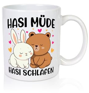 Hasi Müde | Hasi schlafen | Kaninchen | Häschen - Tasse Weiss - Kaffeetasse/Geschenk/Familie
