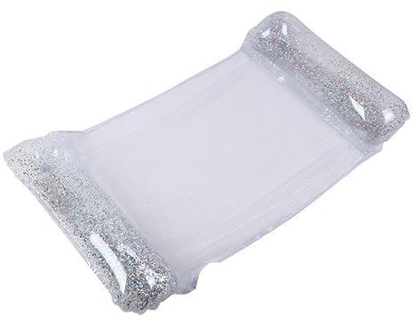 Aufblasbare Pool-Hängematte mit Glitzer, Schwimmende Wassermatte, Transparente Luftmatratze für Pool