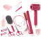 SHINROAD Pretend Play Hair Salon Set Battery-operated Toys Girls Playset Toy Beauty Styling with Blow Dryer Barber Apron Scissors Accessories Educational 15pcs