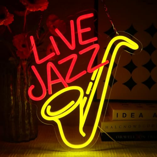 OYCGZV Live Jazz Neon Cartel Música Led Neón Cartel Pared Jazz Bar Neon Sign USB Led Cartel para Cerveza Bar Música Estudio Oficina Garaje Dormitorio Habitación Fiesta Tienda Regalo para Amig