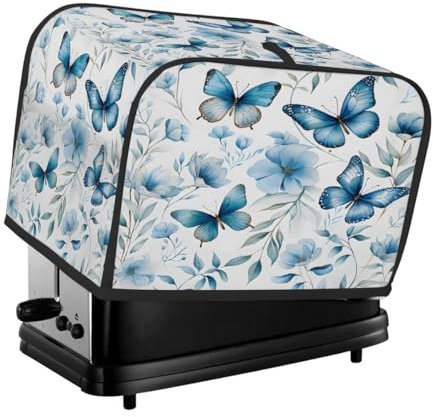 2 Slice Toaster Cover Blue Butterflies Flowers Small Appliance Toaster Dust Cover Kitchen Gifts