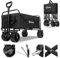 Sekey Bollerwagen Faltbar 200KG Schwerlast, Faltbarer Handwagen Extra Breite Reifen 17x10CM, Klappwagen Strand mit Bremsen, Klassisch 3017, Schwarz
