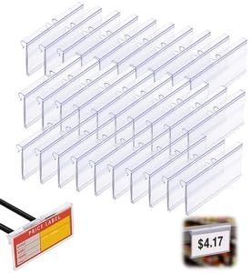 50 Stück Preisetikettenhalter aus transparentem Kunststoff, aus PVC, für Regale mit Gitter, für Preisetiketten und Schilder (6 cm x 4,2 cm)