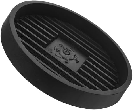 VILLFUL Supporto Stantuffo Wc Nero con Vassoio Antigoccia Rotondo Base Asciugatura per Stantuffi Tazza e Cupola Organizer Compatto per Bagno e Cucina