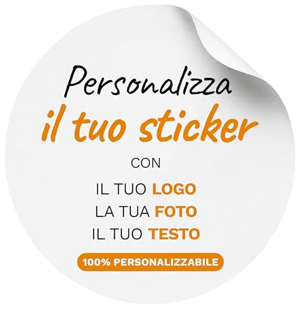 LASERO' 100 Adesivi Personalizzati Tondi con Logo o Testo 4cm | Sticker Personalizzati Rotondi | Etichette Adesive Personalizzate per Packaging, Bomboniere, Bottiglie e Wedding