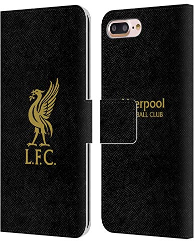 Head Case Designs Officially Licensed Liverpool Football Club Gold Logo On Black Liver Bird Leather Book Wallet Case Cover Compatible With Apple iPhone 7 Plus/iPhone 8 Plus