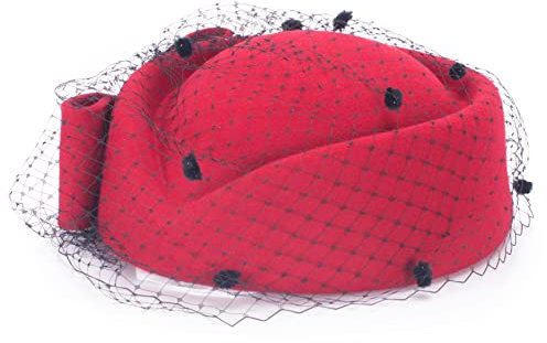 Lawliet T166 Fascinator für Damen, aus Wollfilz, Rot