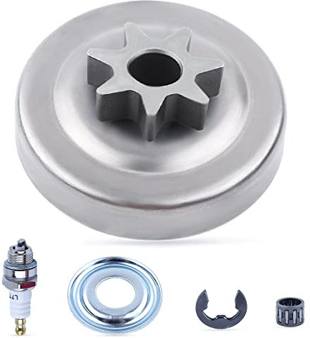 3/8 -7 dientes Tambor de embrague Cojinete de agujas Kit para Stihl 034 036 039 MS310 MS360 MS390 034 Motosierra Repuestos con Arandela de embrague Acortar Bujía para 1125640 2000, 1125640 2004