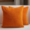 Encasa XO Chenille Kissenbezüge Set von 2 | Orange - (16x16) (40x40 cm) | Dekorative Akzent Quadratische Wurfkissenbezüge Für Couch, Heimdekoration, Sofa