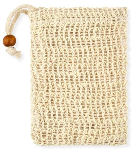 Seifensäckchen aus natürlichen Sisalfasern 4er Pack - sorgt für optimale Schaumbildung - bietet sanftes Peeling - Seifensack für Seifenreste -100% vegan und plasitkfrei - Seifenbeutel von eSelam