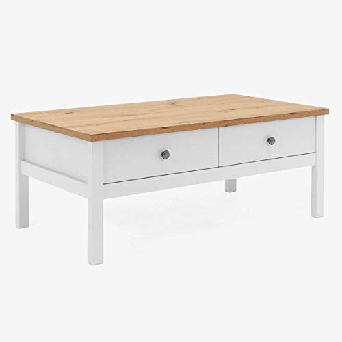 DEINE TANTE EMMA 002874 Bergen 56A Weiß/Artisan Eiche Couchtisch Beistelltisch Wohnzimmertisch