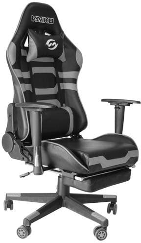 Vaiko Bürostuhl Gaming Schreibtischstuhl Drehstuhl Race Chair Sportsitz + Beinauflage (GX825 Grau)