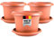 Terracotta Blumentopf Gross 40cm Durchmesser, Pflanzkübel groß aussen, 3er Set Blumentöpfe mit Untersetzer, Pflanztöpfe, Blumenkübel Pflanzentopf mit Löcher, Pflanztopf Rundtopf, Model: Ella