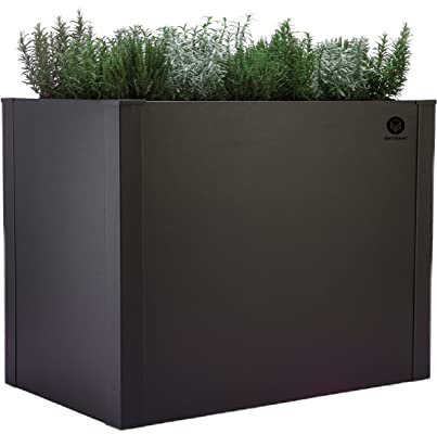 deinbeet Design-Hochbeet aus Aluminium-Metall, 100x60 cm und 100x100 cm, 8 Farben, Made in Germany (Anthrazit, 100 x 100 x 77 cm)