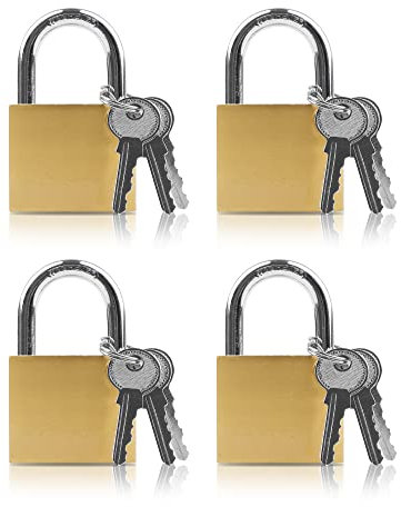 Lamondre 4 Stück Vorhängeschloss 32mm, Schloss mit schlüssel(Gleichschliessend), vorhängeschloss klein, Vorhangschloss mit schlüssel für Koffer, Schränke, Fitnessstudio-Schließfächer, Spinde