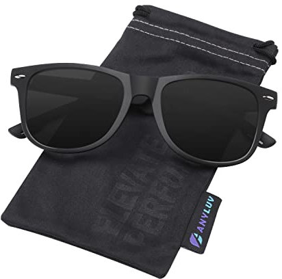 ANYLUV Sonnenbrille Herren Damen Polarisiert, Polarisierte Sonnenbrillen Damen Herren, Vintage Sonnenbrille Schwarze, Retro Sonnen brillen mit UV-Schutz (Matt Schwarz/Grau)